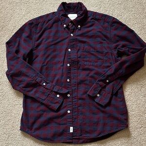 American Eagle Outfitters Maroon and Navy Plaid Shirt